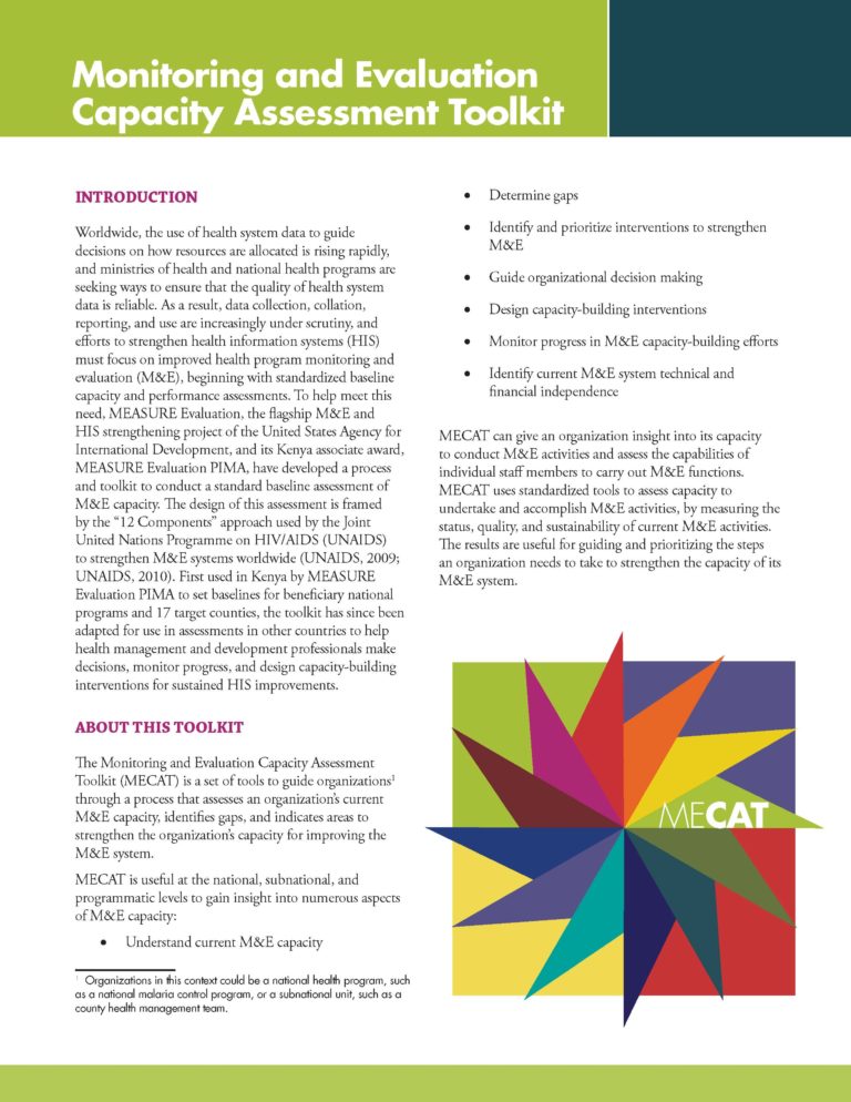 Monitoring and Evaluation Capacity Assessment Toolkit Overview