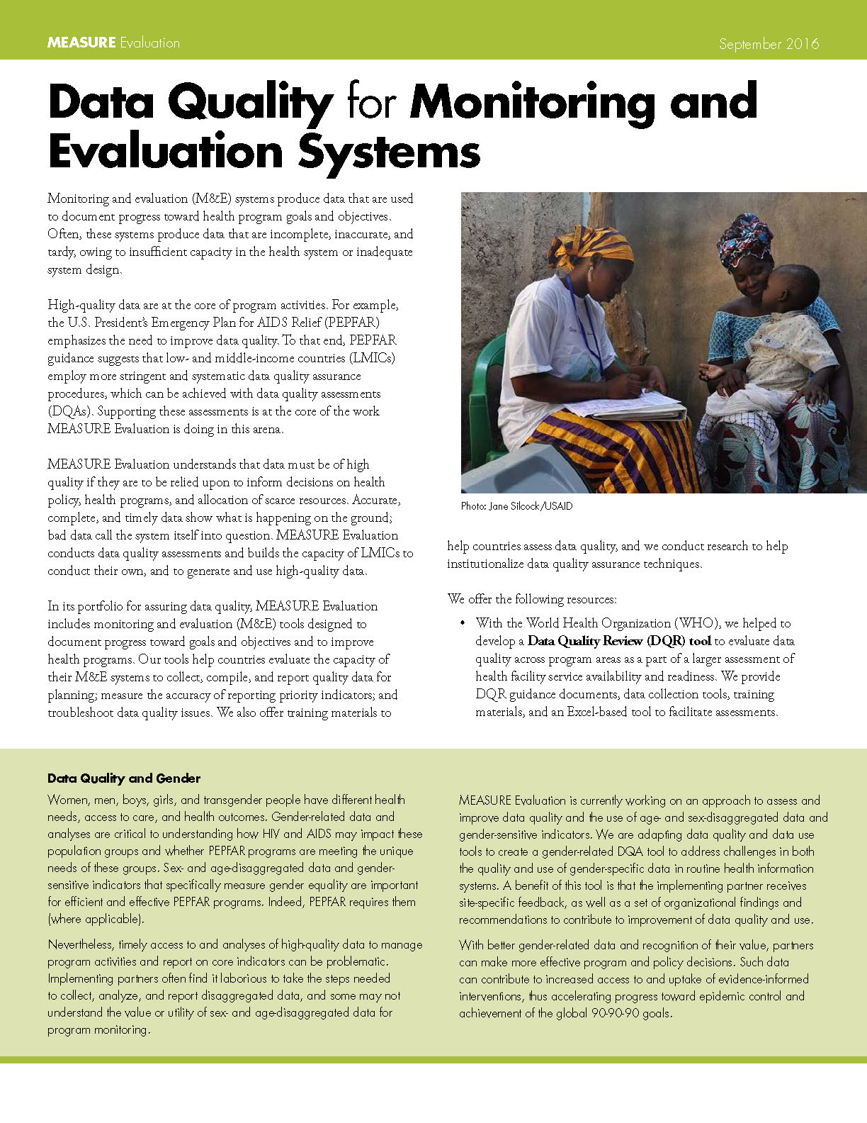 Data Quality for Monitoring and Evaluation Systems