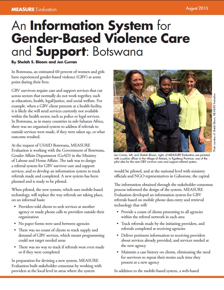 An Information System for Gender-Based Violence Care and Support: Botswana