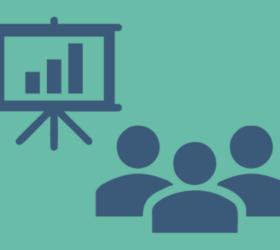 graphic of people watching a presentation