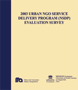 2003 Urban NGO Service Delivery Program (NSDP) Evaluation Survey