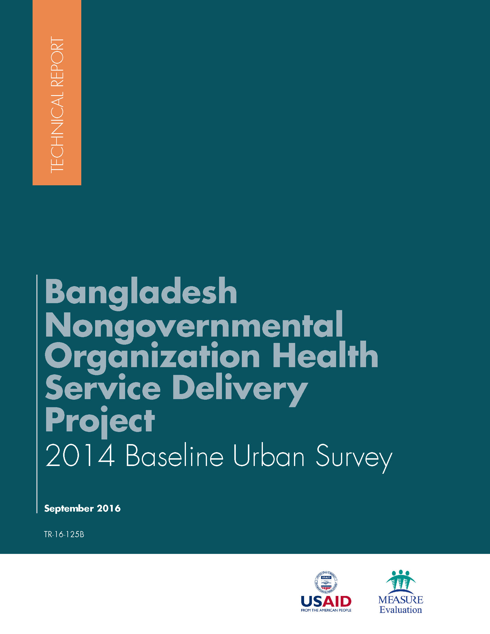 Bangladesh Nongovernmental Organization Health Service Delivery Project 2014 Baseline Urban Survey Report