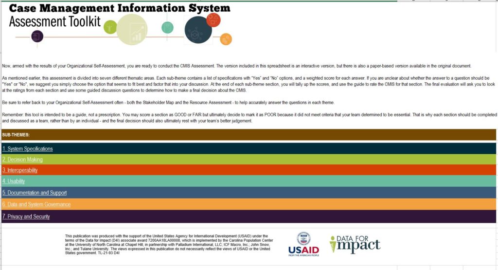 Case Management Information Systems Assessment (Excel