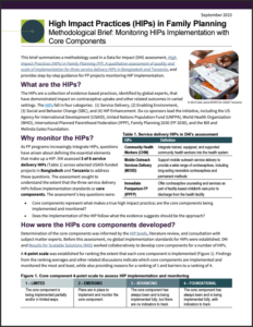 High Impact Practices (HIPs) in Family Planning: Methodological Brief ...