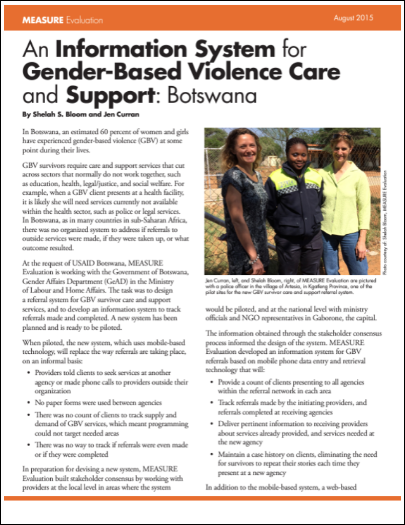 An Information System for Gender-Based Violence Care and Support: Botswana